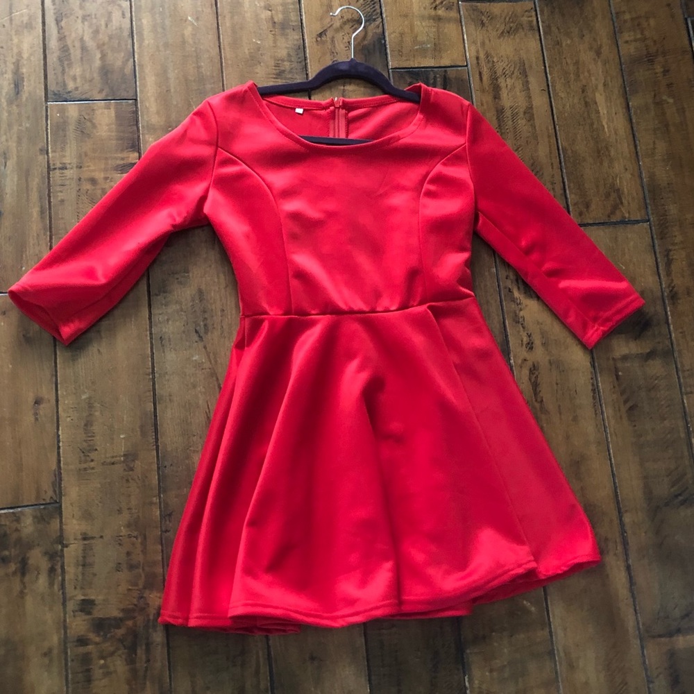 Red Long Sleeve Red Dress